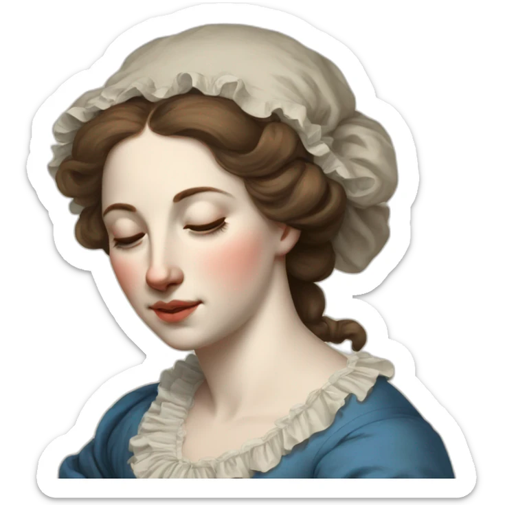 The folk french woman sleeping, blue eyes,brown hair, 18th century sticker