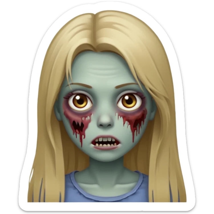 discret zumbi girl long dark blonde straight hair sticker