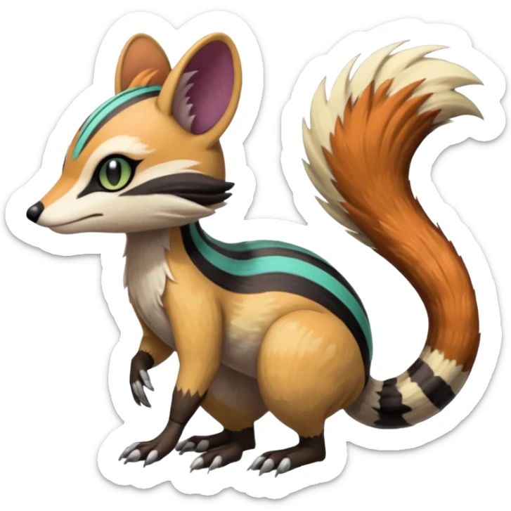 Meloetta-Numbat-Vernid-Trico-Sergal-Protogen-Primagen-Pokémon-Fakémon-creature sticker