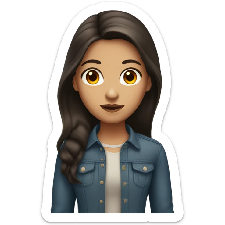Girl with long dark brown hair and amber eyes sticker