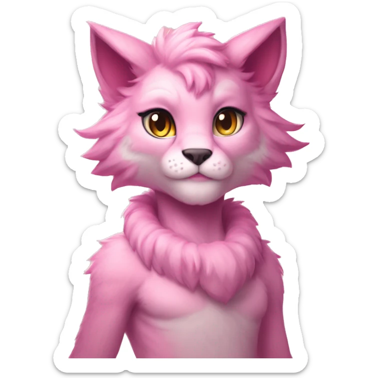 Anthropomorphic Anthro Pastel Pink Sona Lynx-Fakémon Furry Full Body sticker