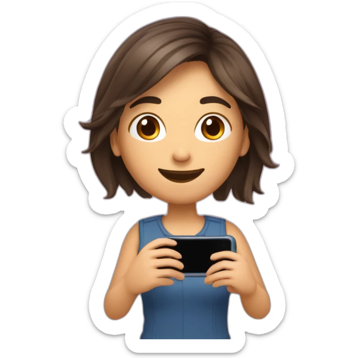Brune aux cheveux courts qui se prend en selfie avec son téléphone sticker