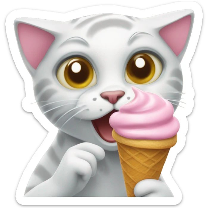 Cat eating ice cream  sticker