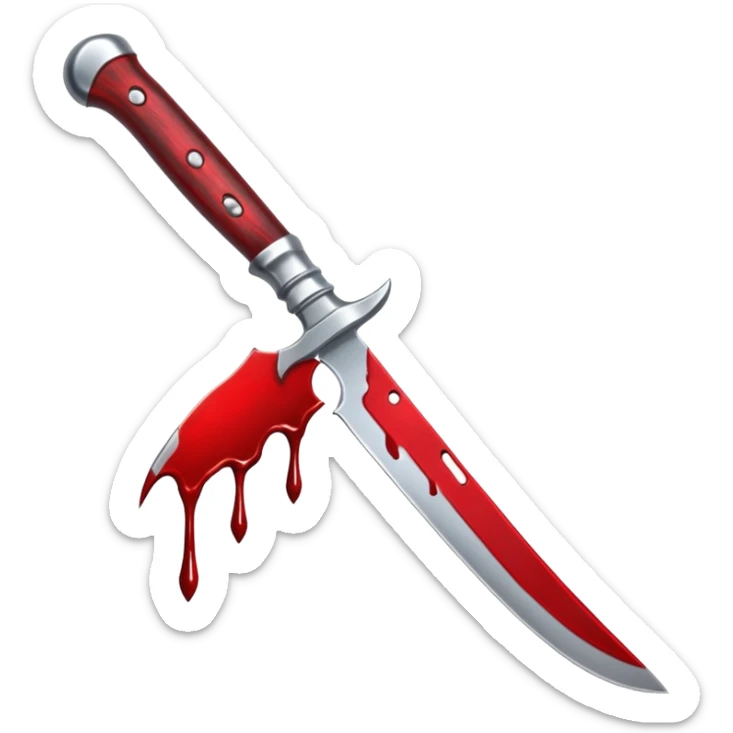 A blood dripping knife pointing diagonal, in the style of your bleeding skull art sticker