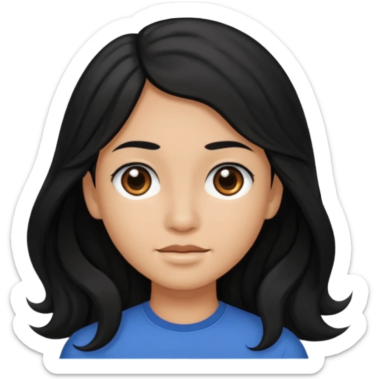 Long black hair little wave black eyes brown but not that much brown skin  sticker