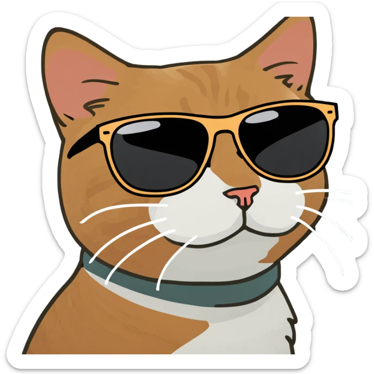 Cat with sunglasses sticker