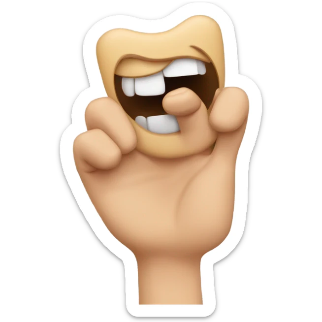 Using fingers to lift the corners of the mouth to make a smile sticker