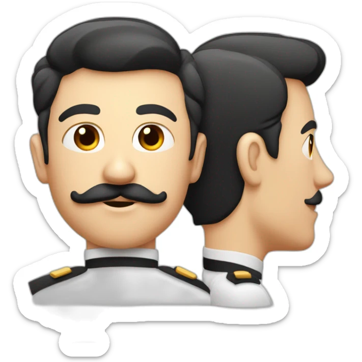 Homme cheveux noirs moustache carré uniforme noir et rouge sticker