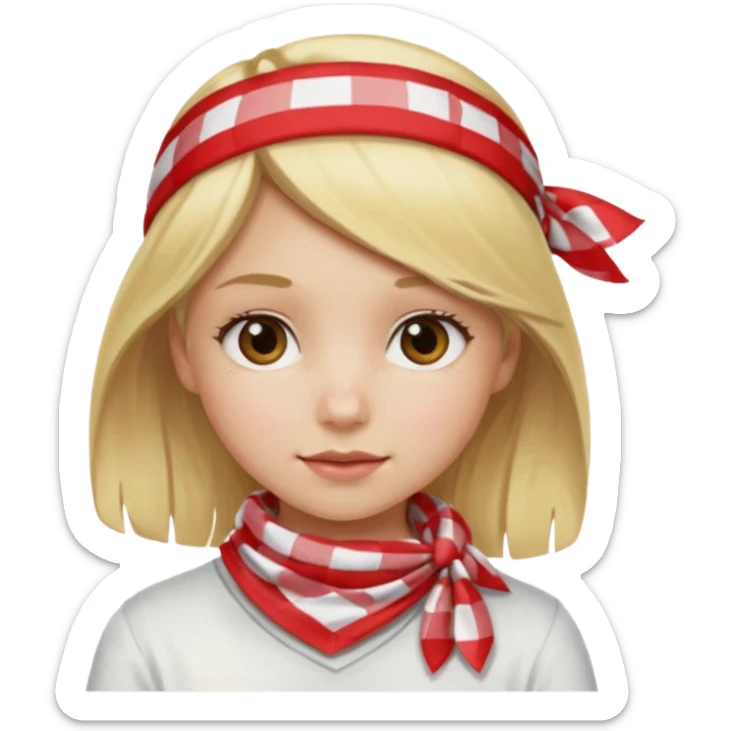 girl blonde hair, wear red and white checkered bandana sticker