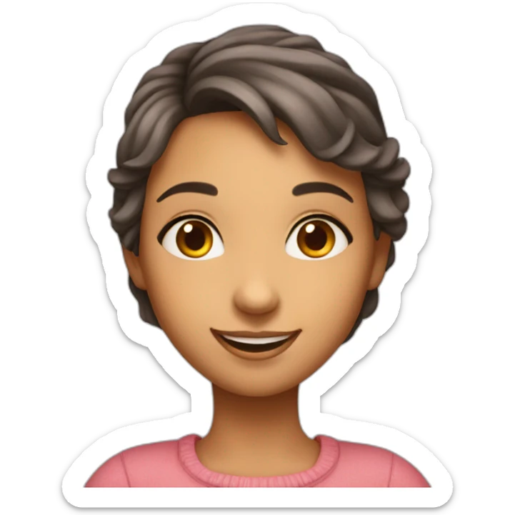 Charming girl emoji with a warm, inviting expression and a hint of intimacy in her smile sticker