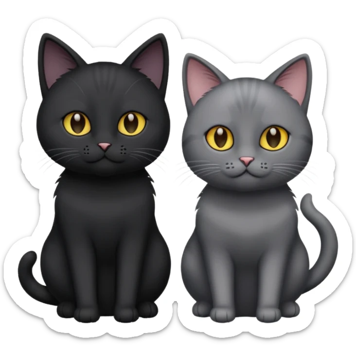 Un gato negro que al lado haya un gato gris  sticker