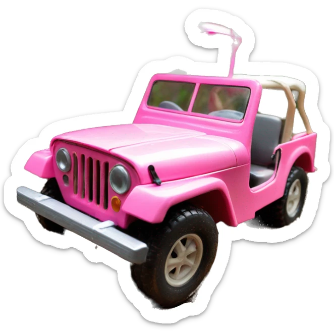 jungle tour Barbie 1963 Willy’s pearly pink cj  jeep in the mud sticker