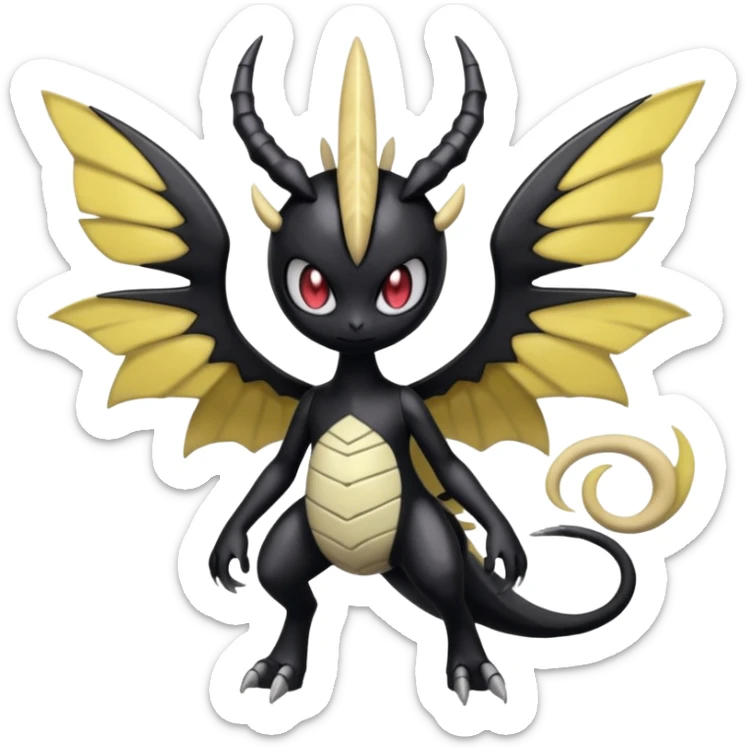 Spooky scary dark gloomy Meloetta-Giratina-Noibat-Pokémon-Fakémon-fusion-hybrid-creature sticker