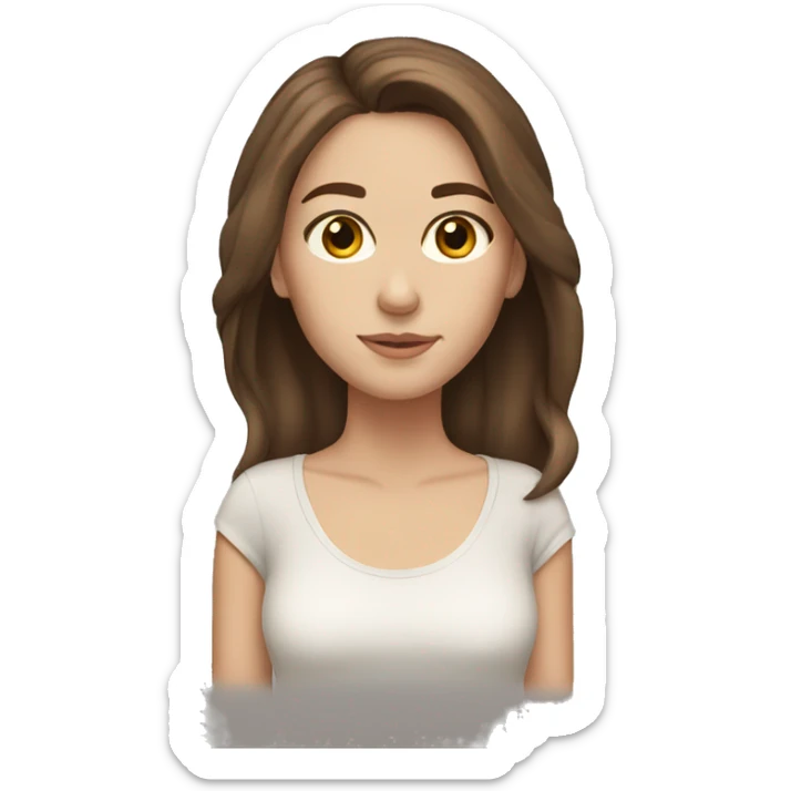 White Girl with shouler length brown hair with brown eyes.  sticker