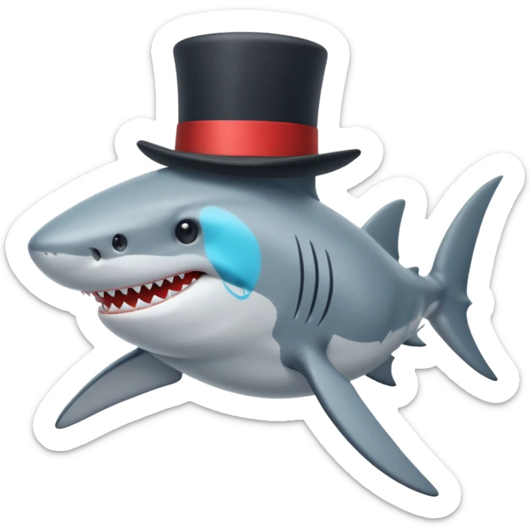 Shark with a top hat sticker