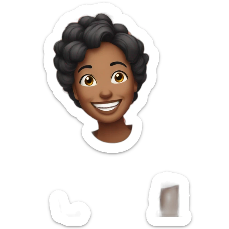 black hair woman in red polka dots T-shirts is laughing sticker