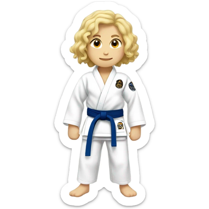 Girl and boy doing Jiu jitsu (boy has curly dark brown hair and girl is blonde) sticker