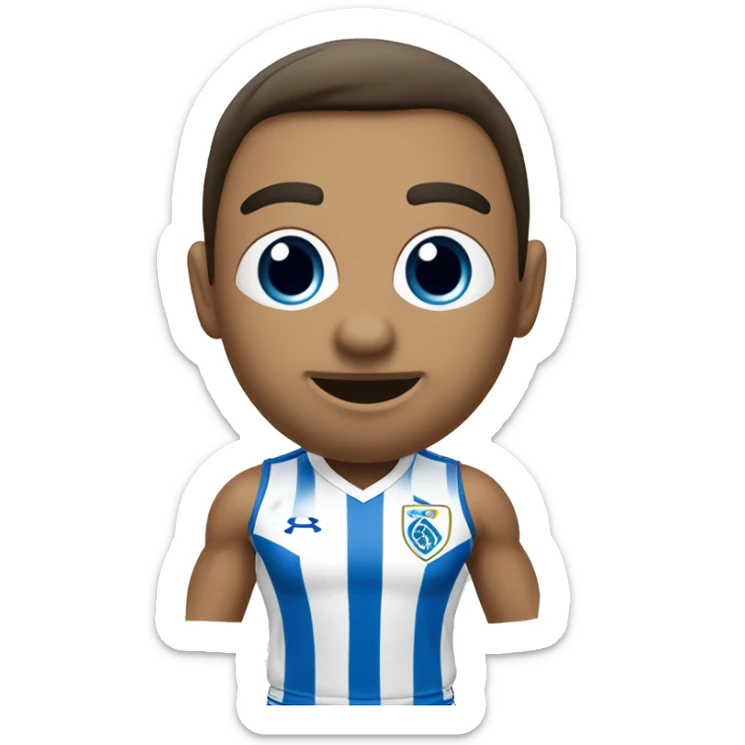 futbolista playera blanca pantaloneta azul medias blancas sticker