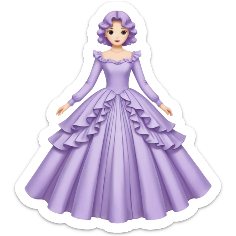 Lilac pastel purple ball gown vintage dress  sticker