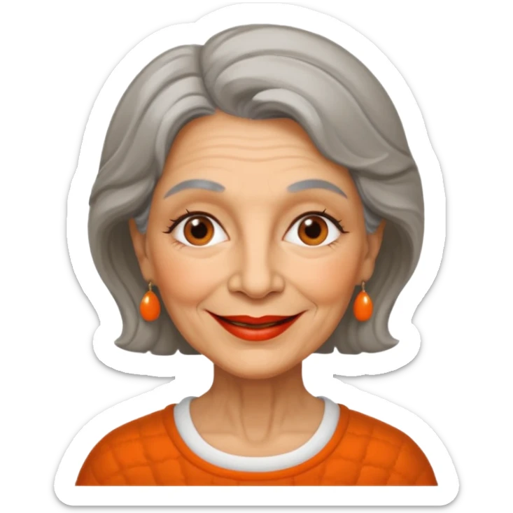 An Italian 60-year-old grandmother who is a genuine burst of sunshine and her favorite lipstick color is orange sticker
