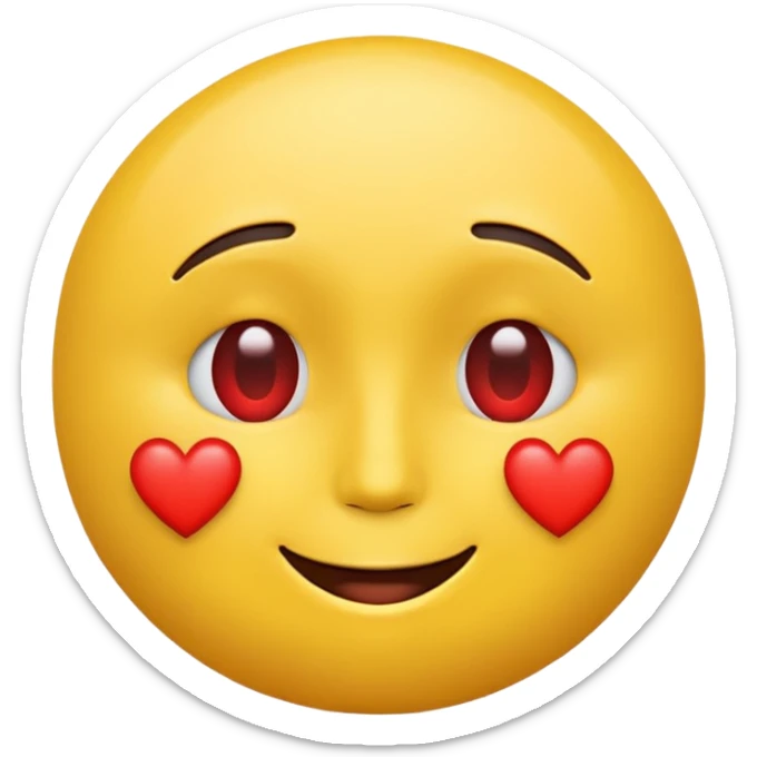 classic heart eyes emoji, yellow face, big red heart eyes, closed smile sticker