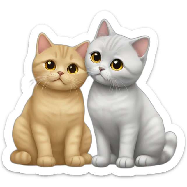 golden british shorthair, a young girl, and silver golden british shorthair kissing sticker