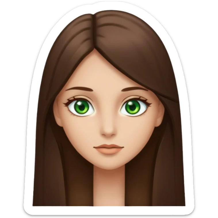 pretty woman in her 40s with green eyes and long straight ash-brown hair  sticker