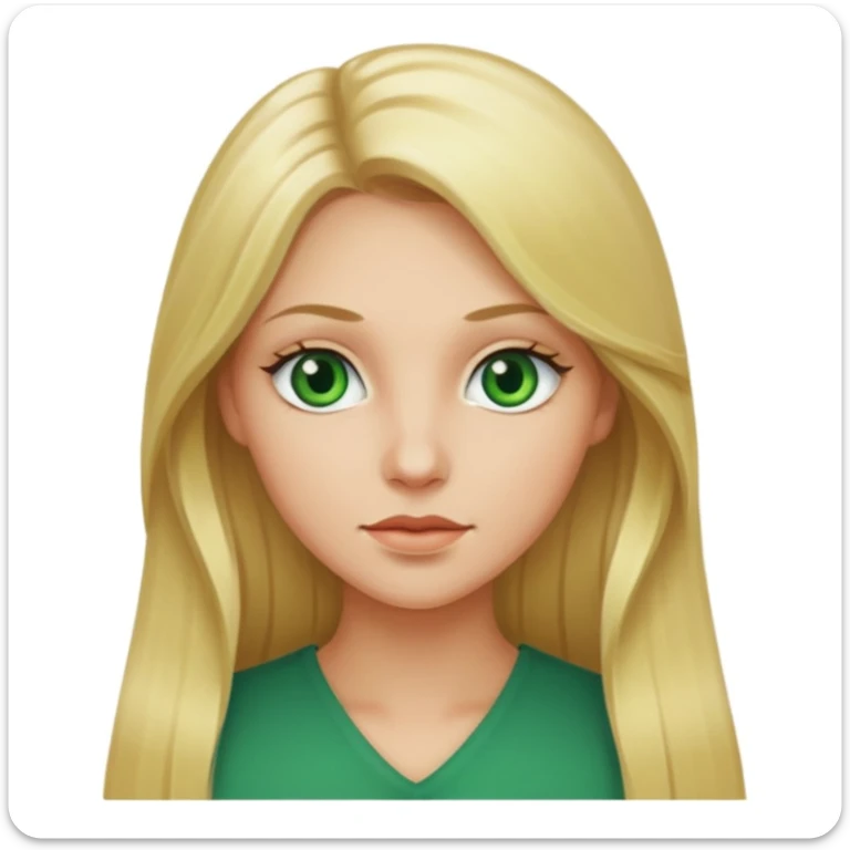 woman with long blonde hair and green eyes, pretty sticker