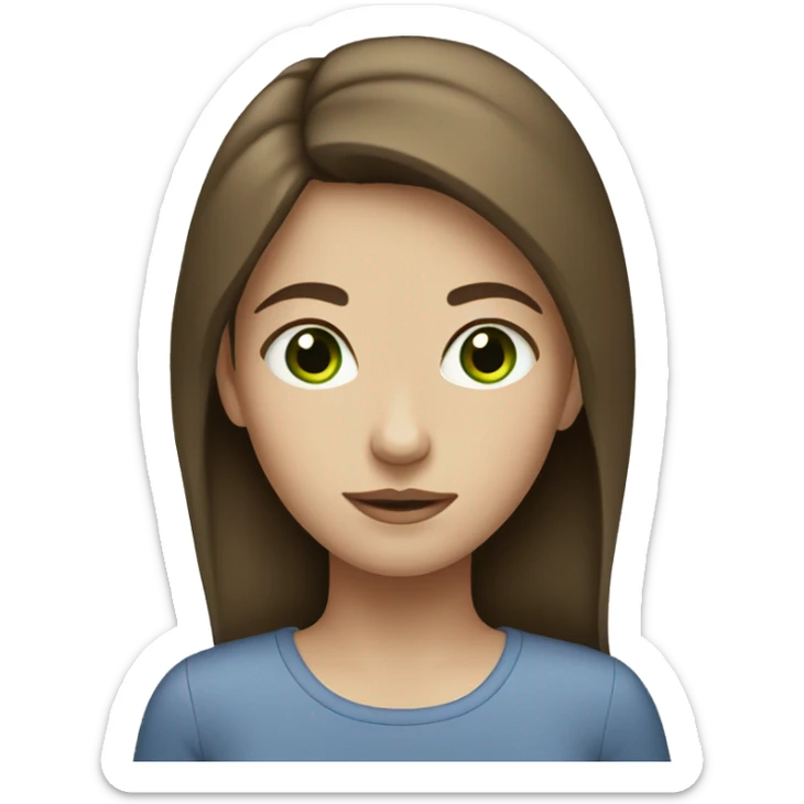 Girl with brown hair and green ish blue eyes sticker