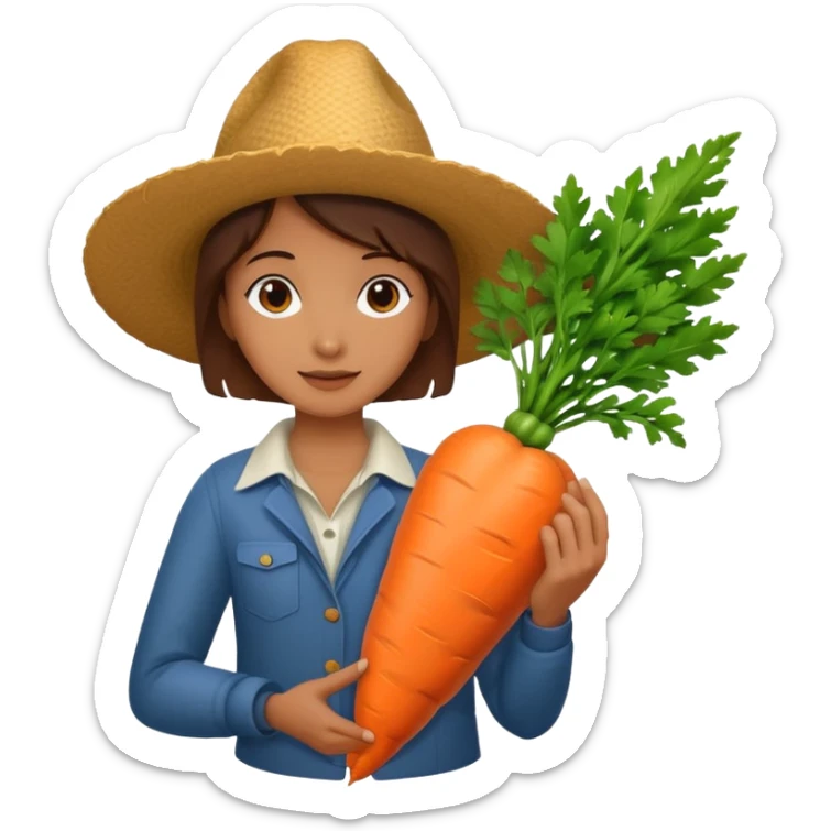 A person from the Roblox game Grow a Garden, who is a seller holding a carrot sticker