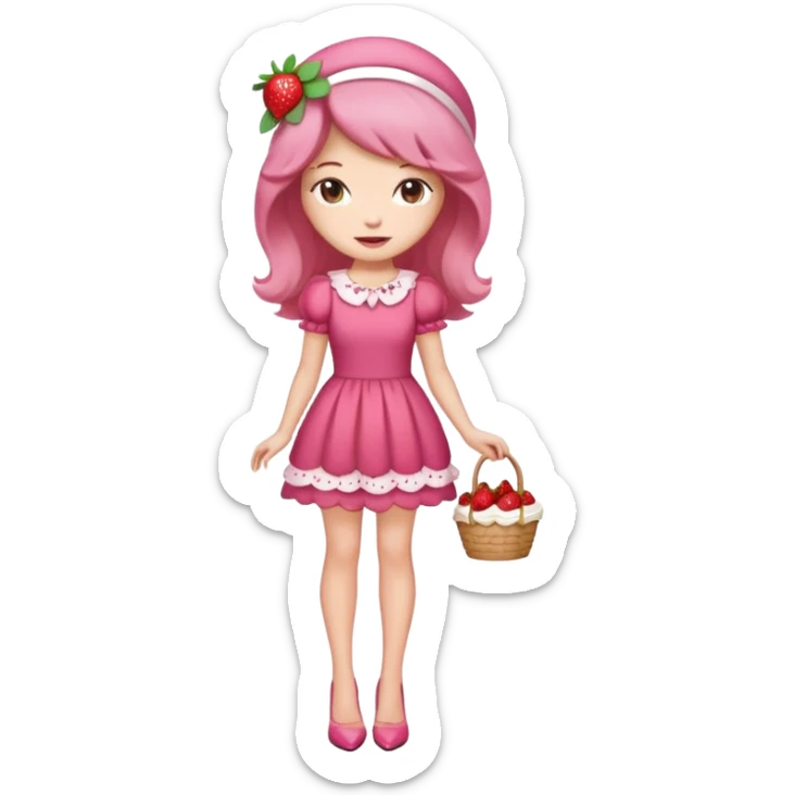 pretty and cute realistic modern day strawberry shortcake full body with high heels sticker
