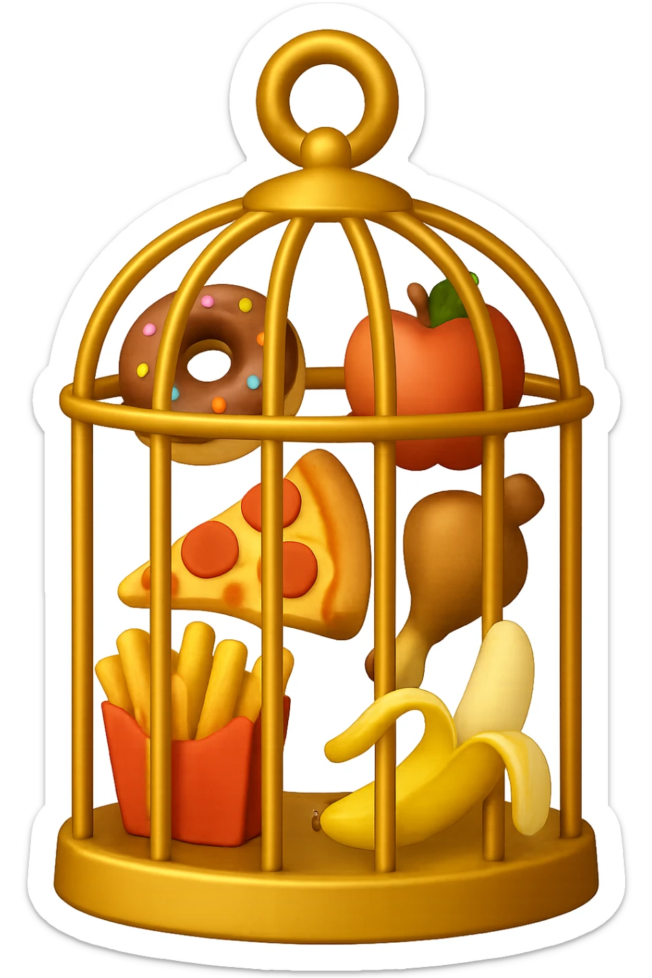 Disturbi alimentari quindi cibo visti come una gabbia stile emoji iphone. sticker