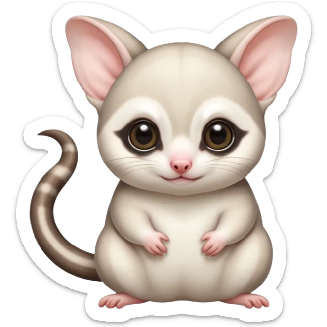 Fat and cute Japanese sugar glider  white. A mom anda a baby one very fat and cute. Snow white colour very white sticker
