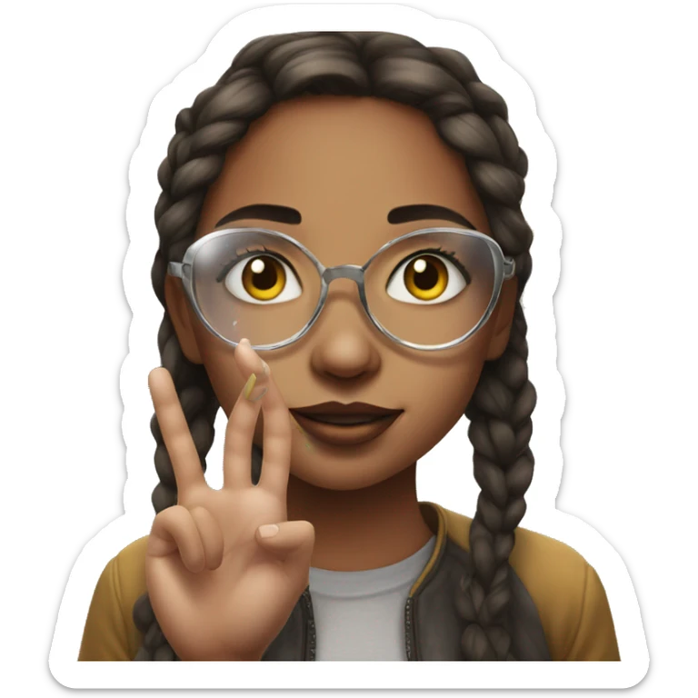 girl on the street portrait with glass on the hand sticker