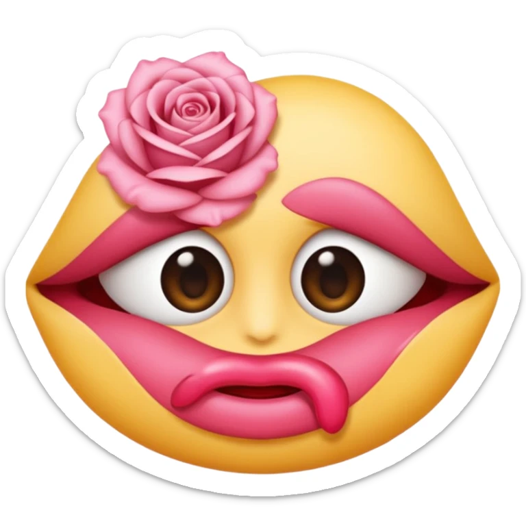 Je voudrais un emoji, yeux légèrement plissés, bouche qui fait une bise serrée avec des petits plis autour des lèvres sticker