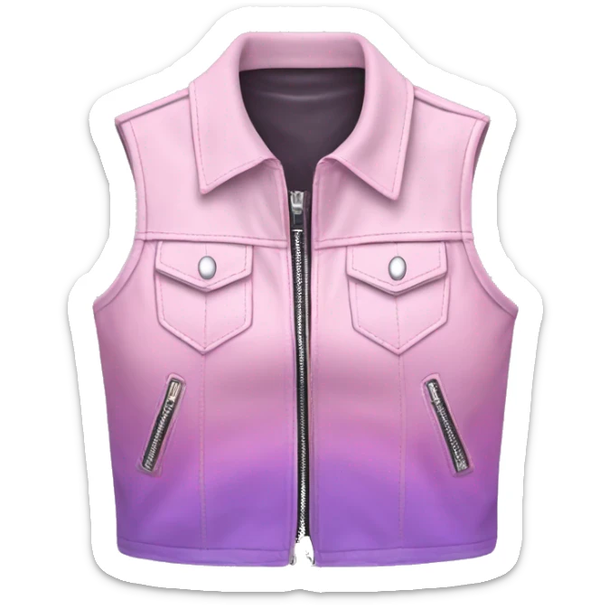 Realistic pastel pink to pastel purple ombre crop top zippered leather vest. sticker