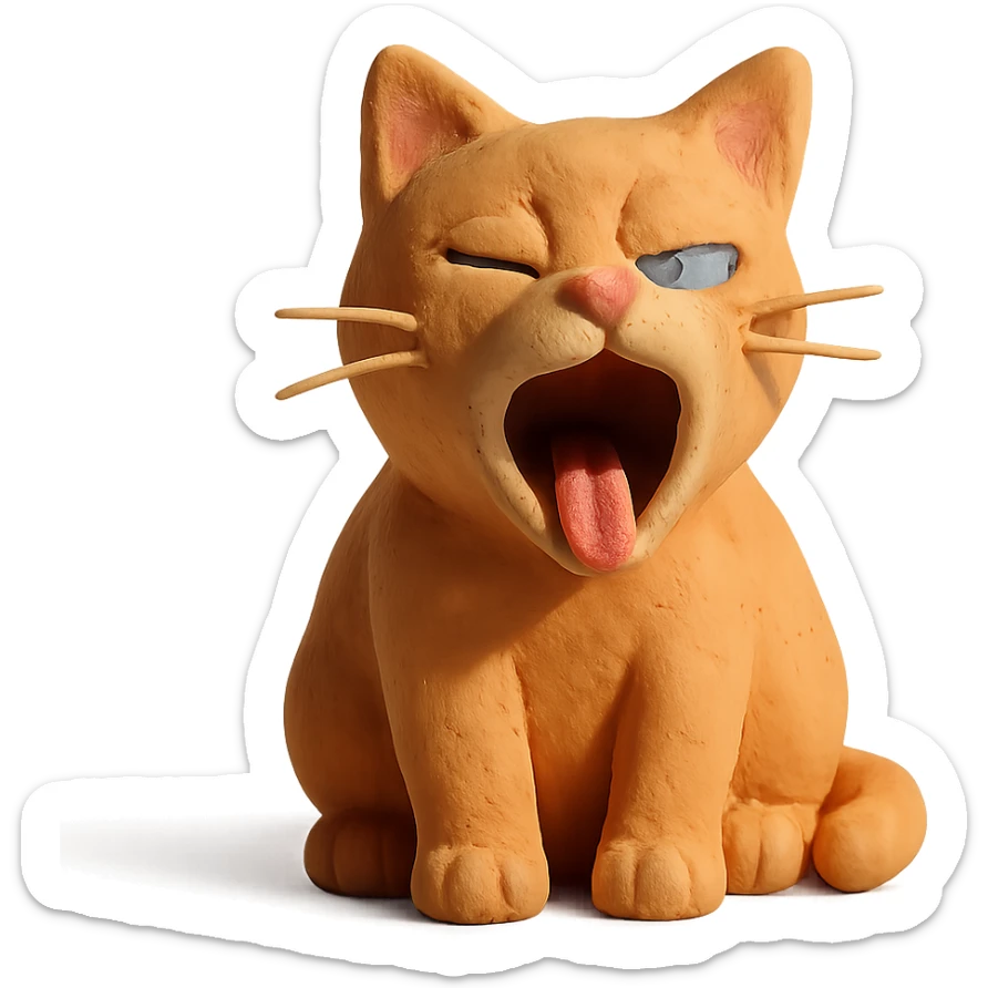 cat yawning but with a sly side-eye sticker