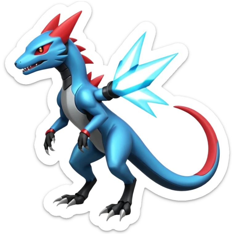 Shiny Cool Futuristic Smooth Salandit-Zeraora-Lombax-Sergal-Zangoose-Cyclizar-Genesect-Pokémon, full body sticker