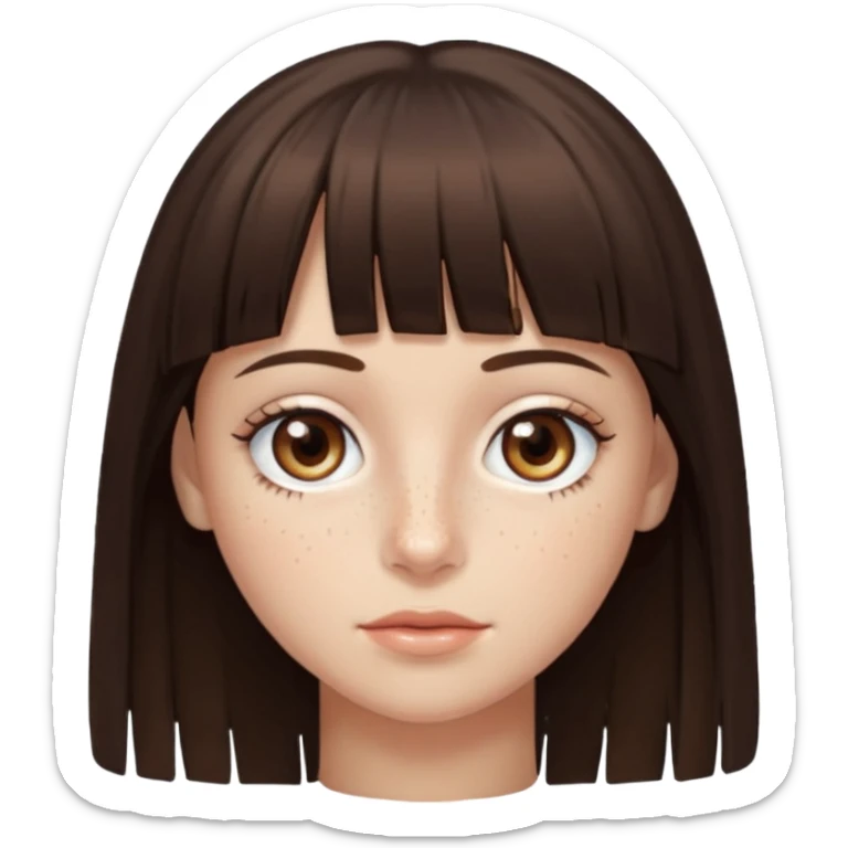 branca, olhos hazel, franjnha, pequenas sardas, cabelo castanho escuro, zoombue sticker