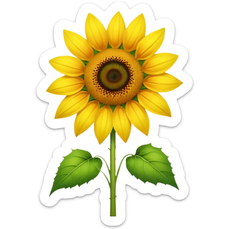 A bright, realistic sunflower with vivid yellow petals and a detailed center. The stem is extremely long, thin, and vibrant green, stretching vertically and occupying most of the image. Natural style, soft lighting, simple background to highlight the flower’s tall, slender shape. sticker