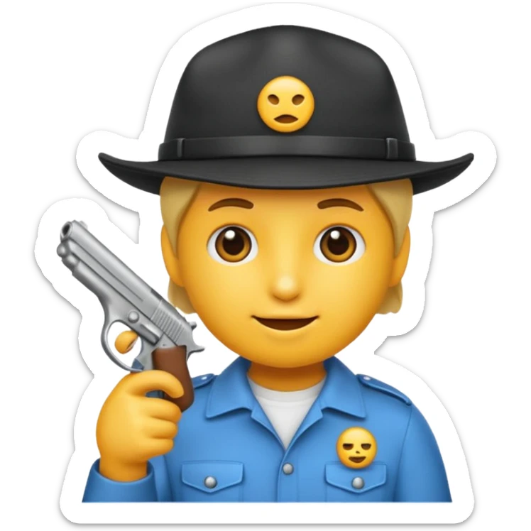 As un emoji que se vea la cabeza nada más con una gorra de lado y que no tenga aspecto infantil con una pistola  sticker