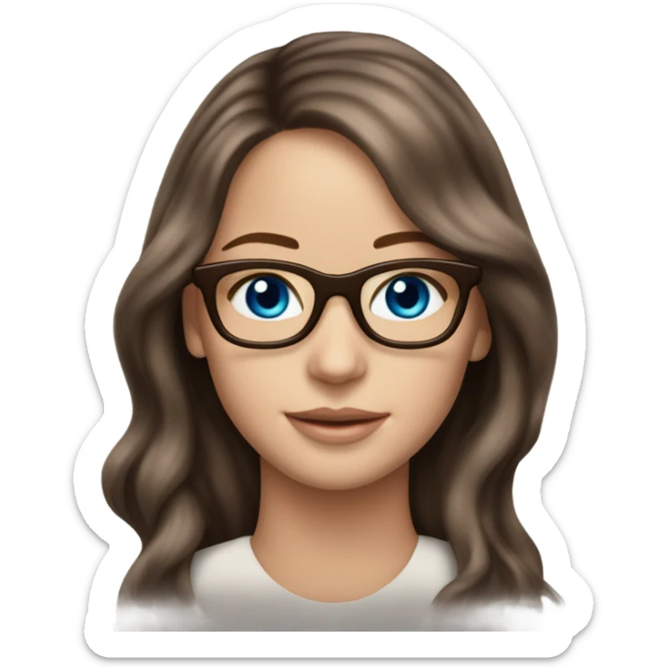 Photo Jennifer Lawrence with blue eyes glasses and long chocolate coloured hair sticker