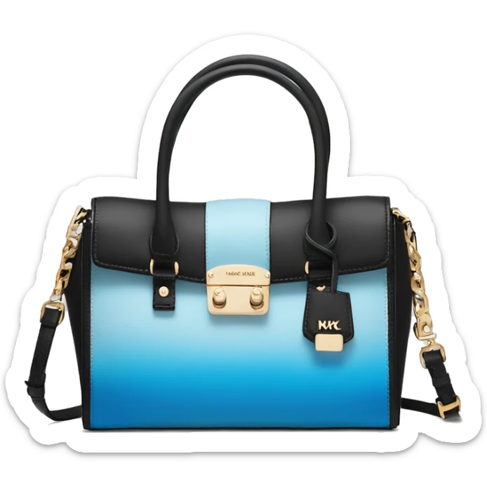 Realistic isolated white,sky blue,and black ombre Michael Kors satchel purse.  sticker