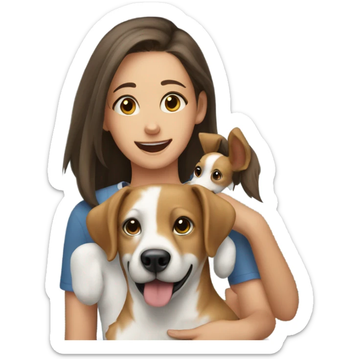 Dog and girl sticker