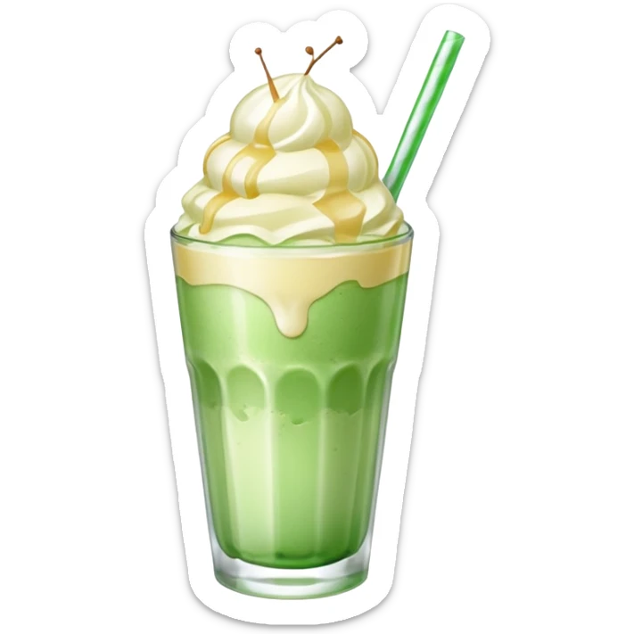 Japanese cream soda green on a glass with ice ice cream vanilla 1 scoop on top sticker