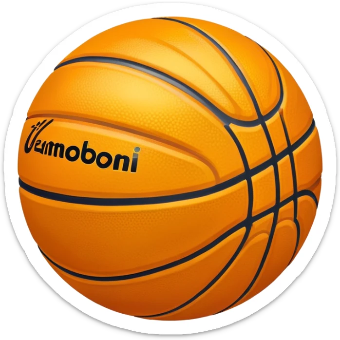 shiny golden basketball with orange seams, metallic gold material, reflective surface sticker