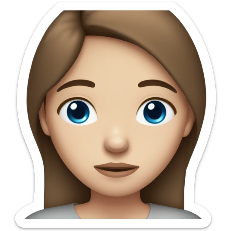 beautiful sad girl fair skin blue eyes  brown hair sticker