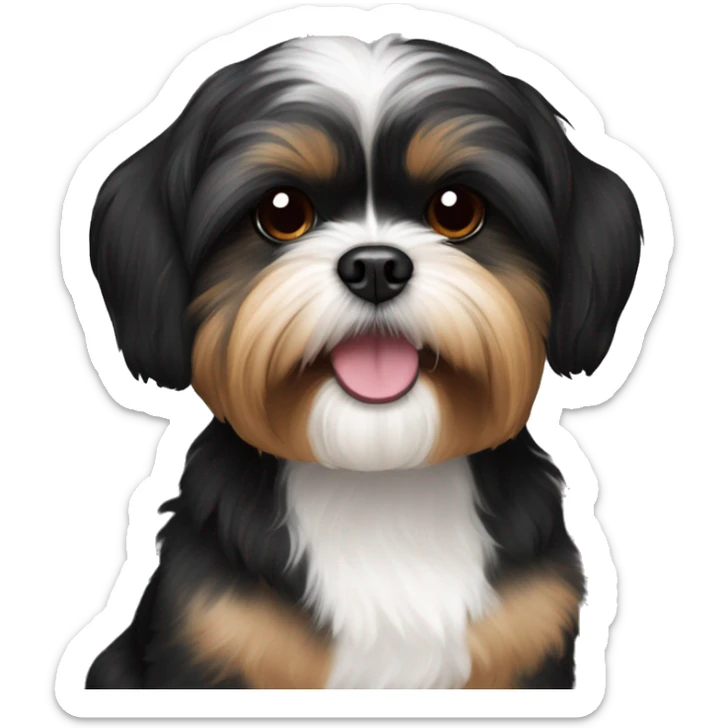 black and tan shih tzu maltese mix black head fur no white fur sticker