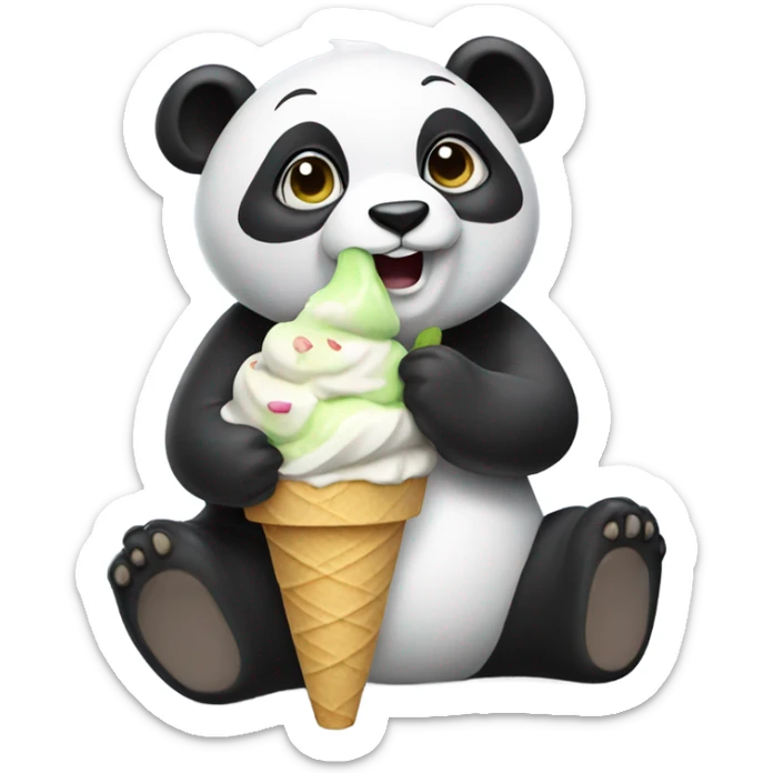 Panda eating ice cream sticker