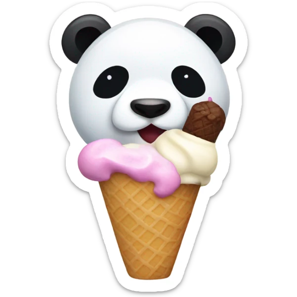 Panda eating ice cream sticker